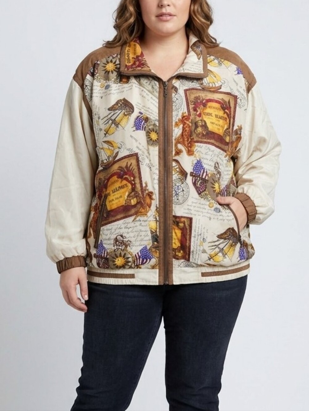 EAST WEST SILKS light windbreaker zip up jacket, size 1X